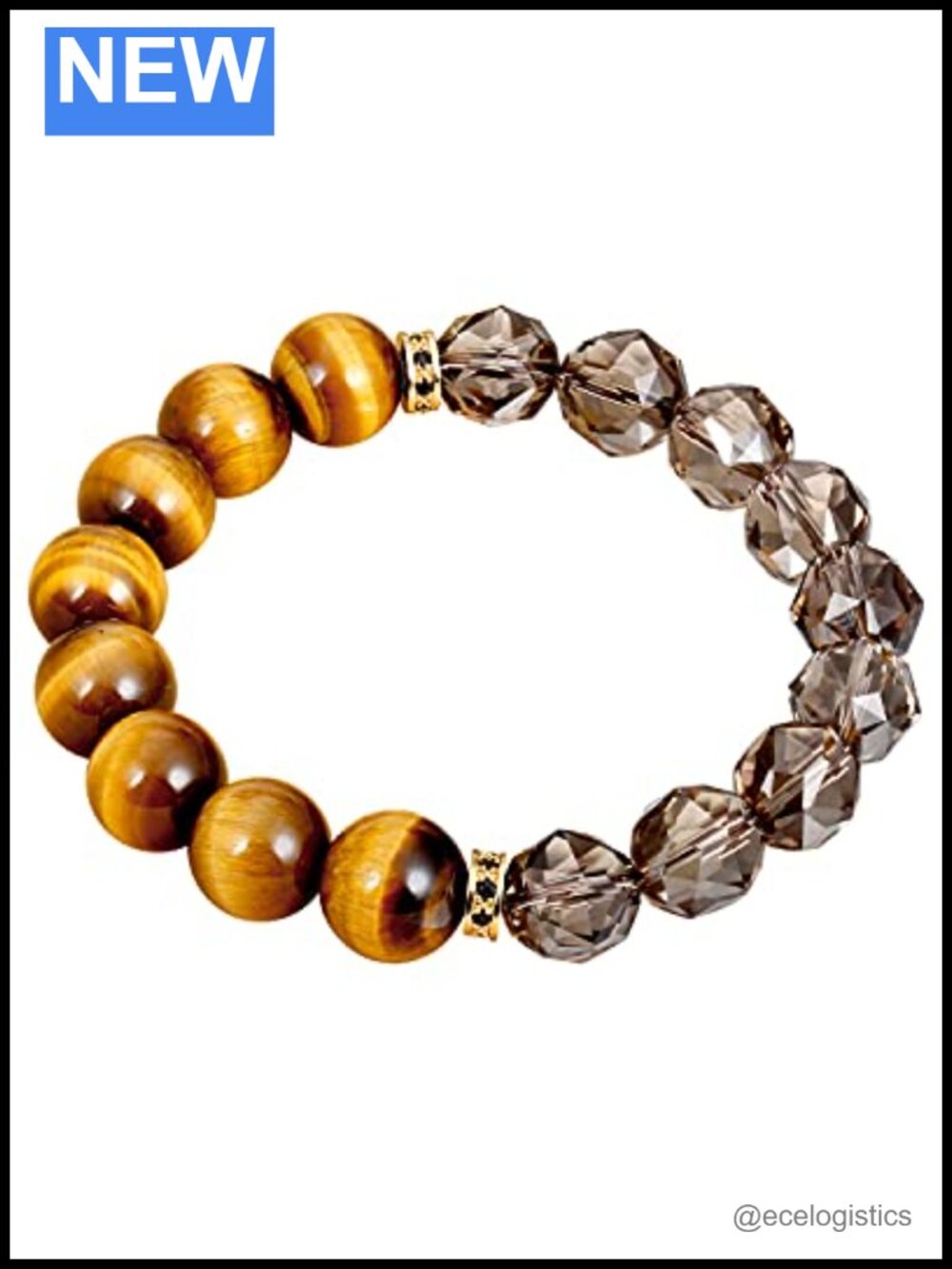 Natural Smoky Quartz Yellow Tiger Eye Beaded Bracelet